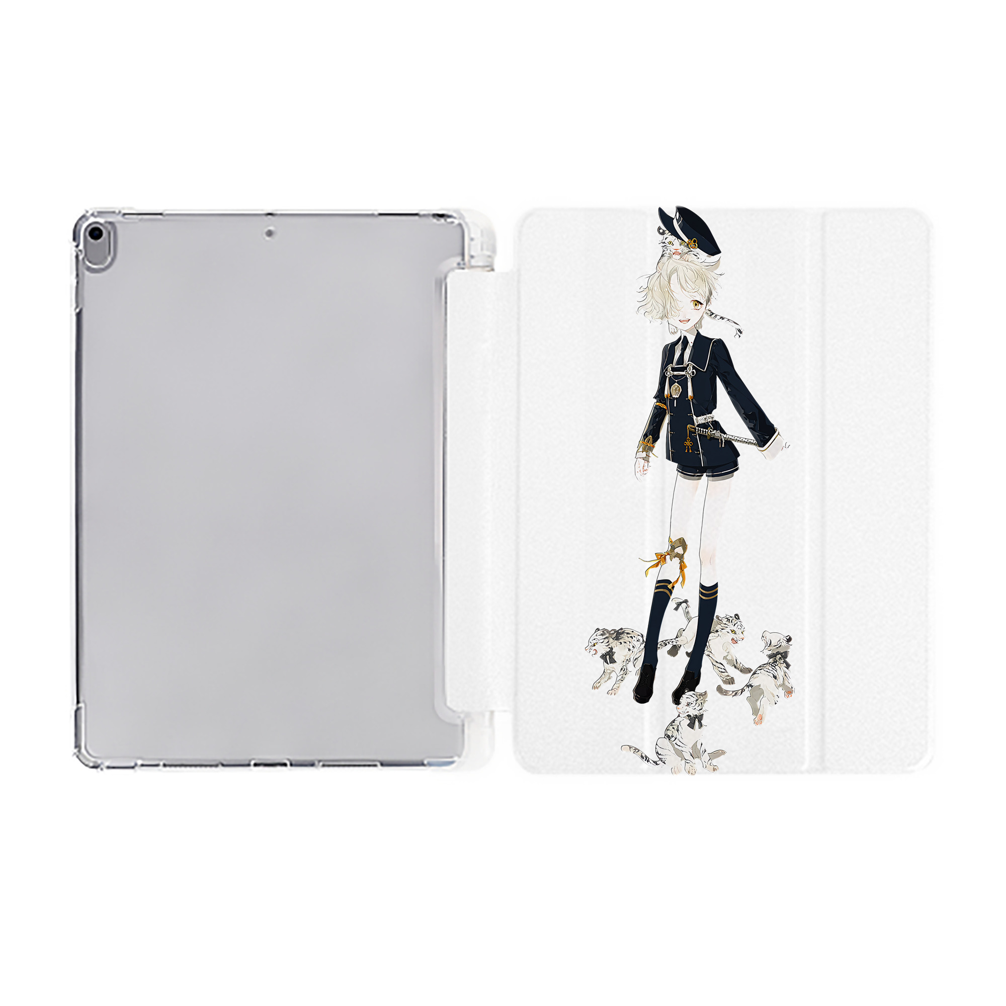 （画像用） 刀剣乱舞 Touken Ranbu IPad ケース ペン収納付き 三つ折りスタンド PUレザー×シリコン 対応機種9.5/10.5/10.9インチ